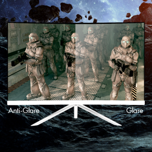 he  anti-glare  treated  VA  panel  significantly  reduces  on-screen  light  reflections