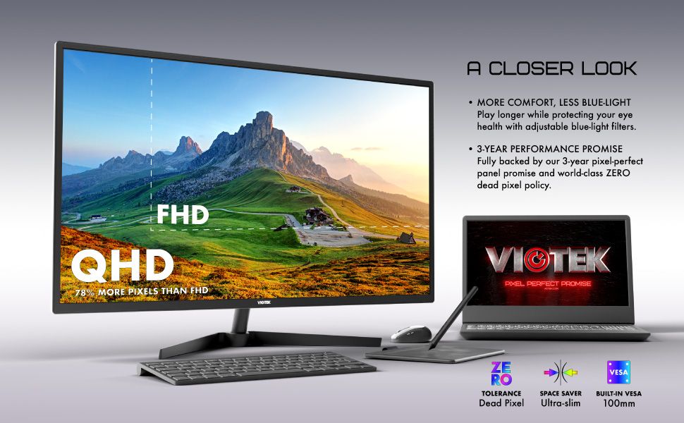 VIOTEK FI32DB 32” 75Hz QHD 2560x1440p Gaming Monitor IPS