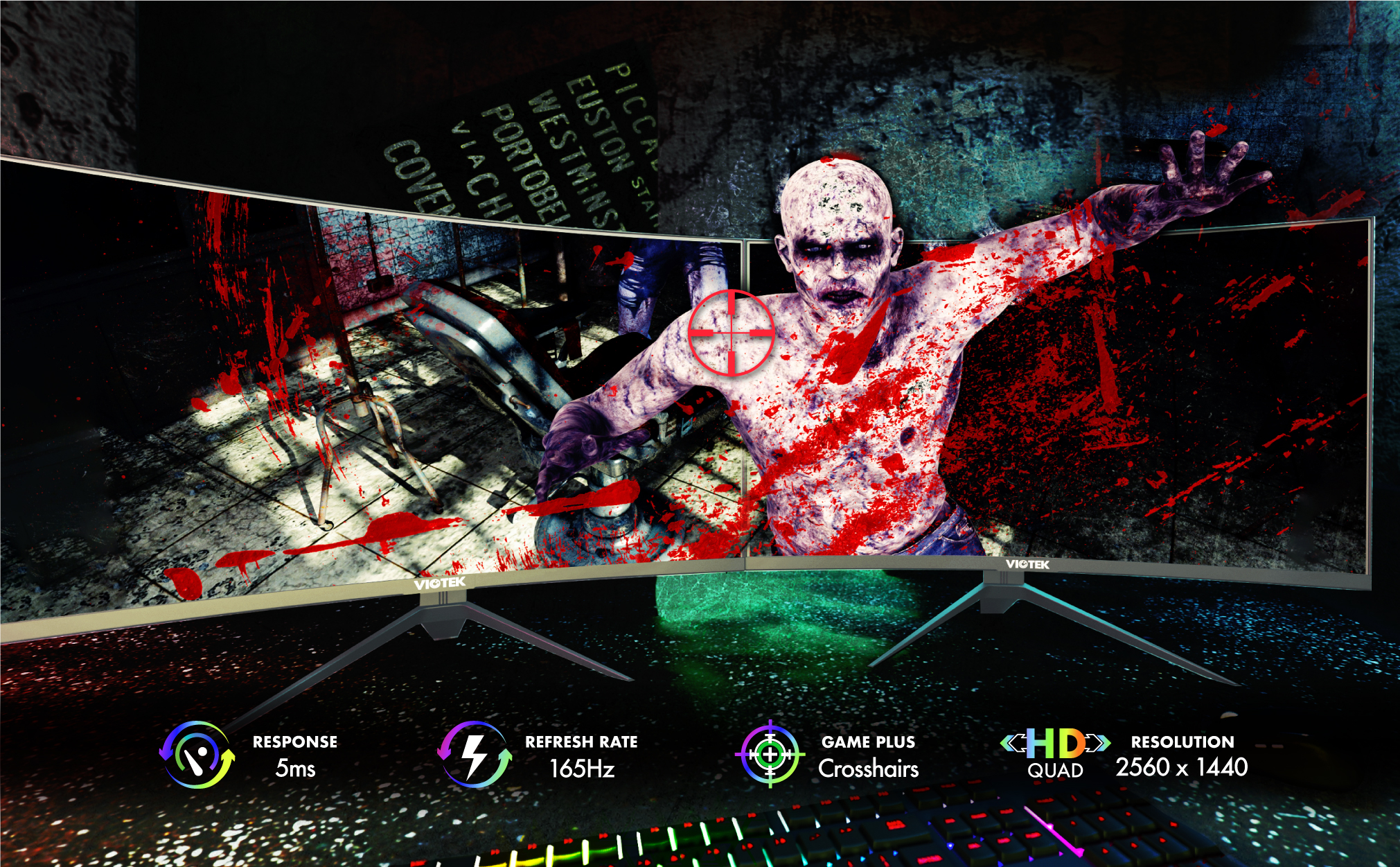 Viotek 32-Inch 165Hz Curved Gaming Monitor 2560x1440p QHD FreeSync G-Sync