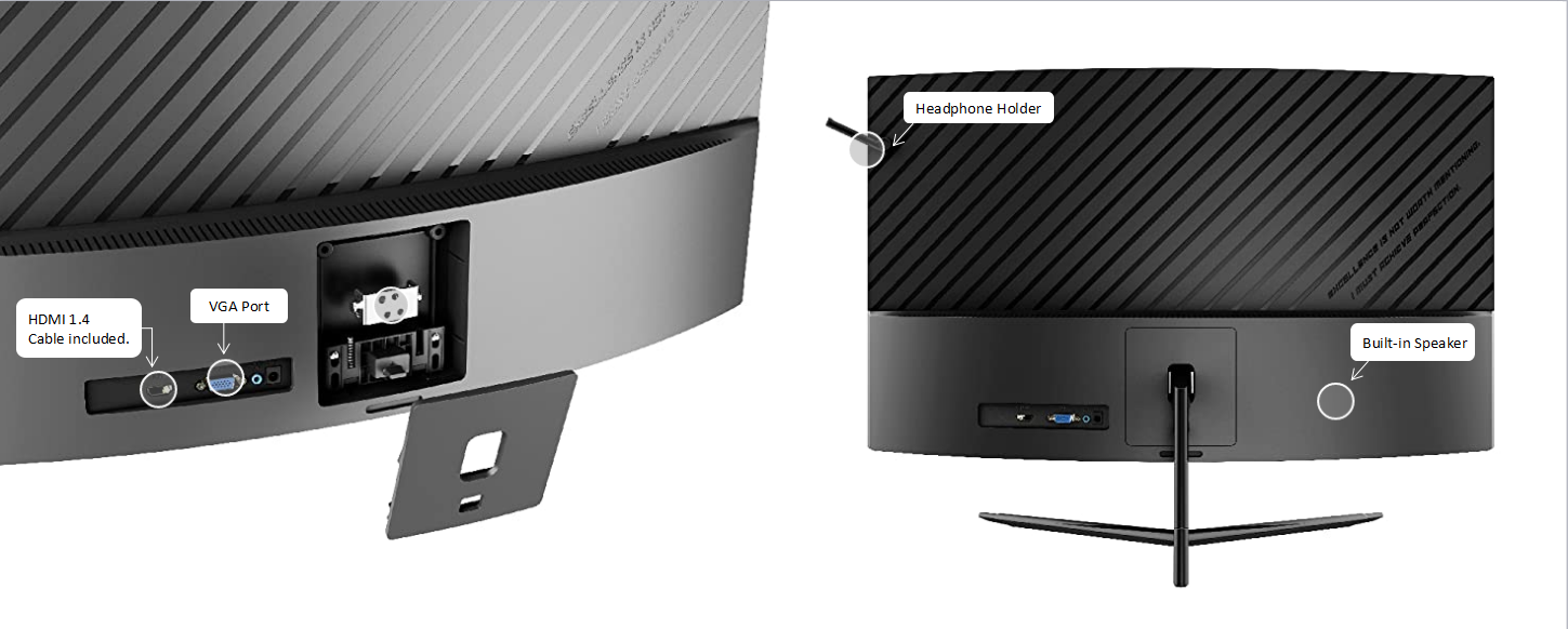 Viotek NBV27CB22 27 inch Curved 75Hz Monitor for School & Office  FHD 1080p with Speakers 4000:1 High Contrast VA Panel FreeSync & G-Sync 