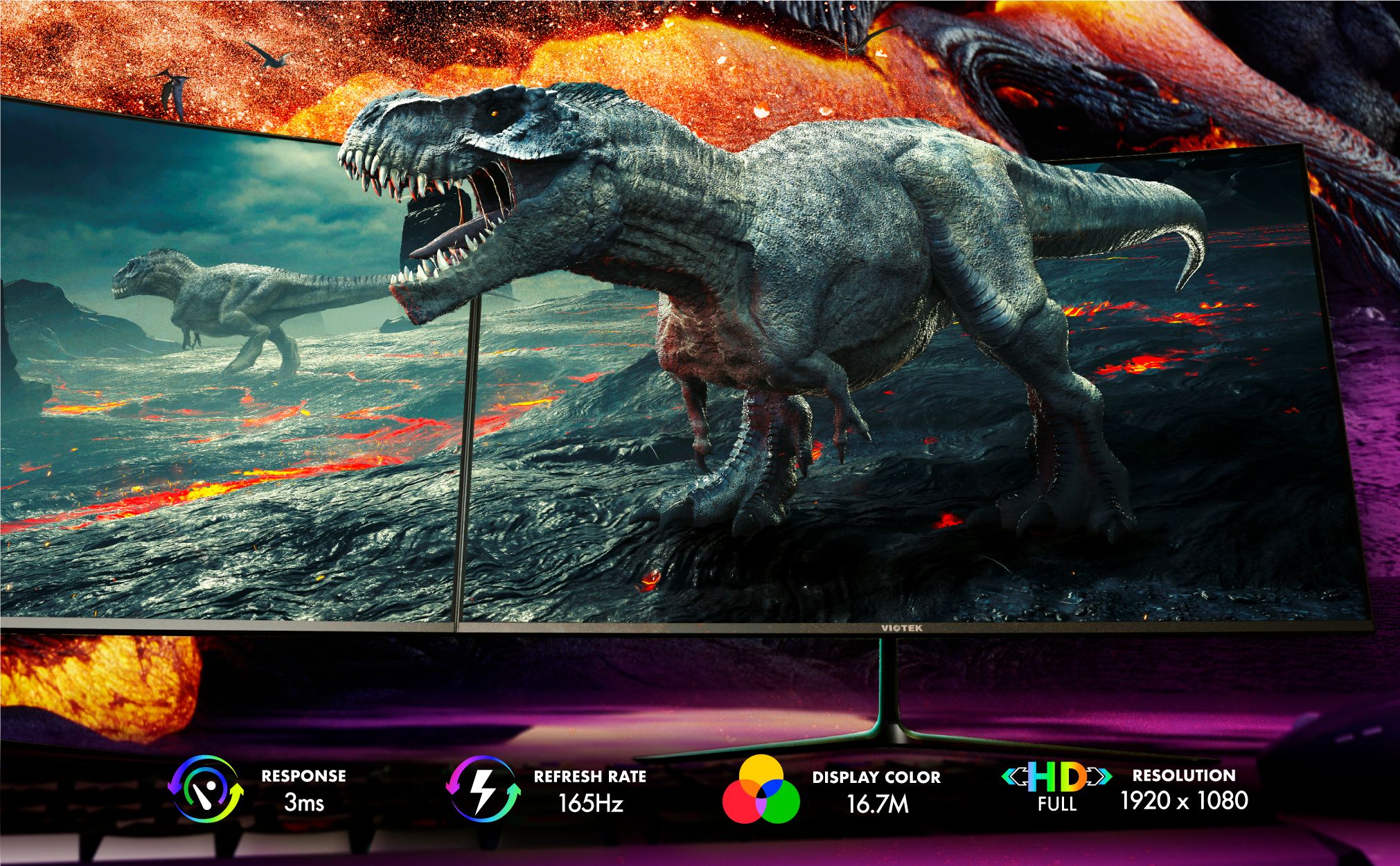 3ms response - 165Hz refresh rate - 1920 x 1080 resolution