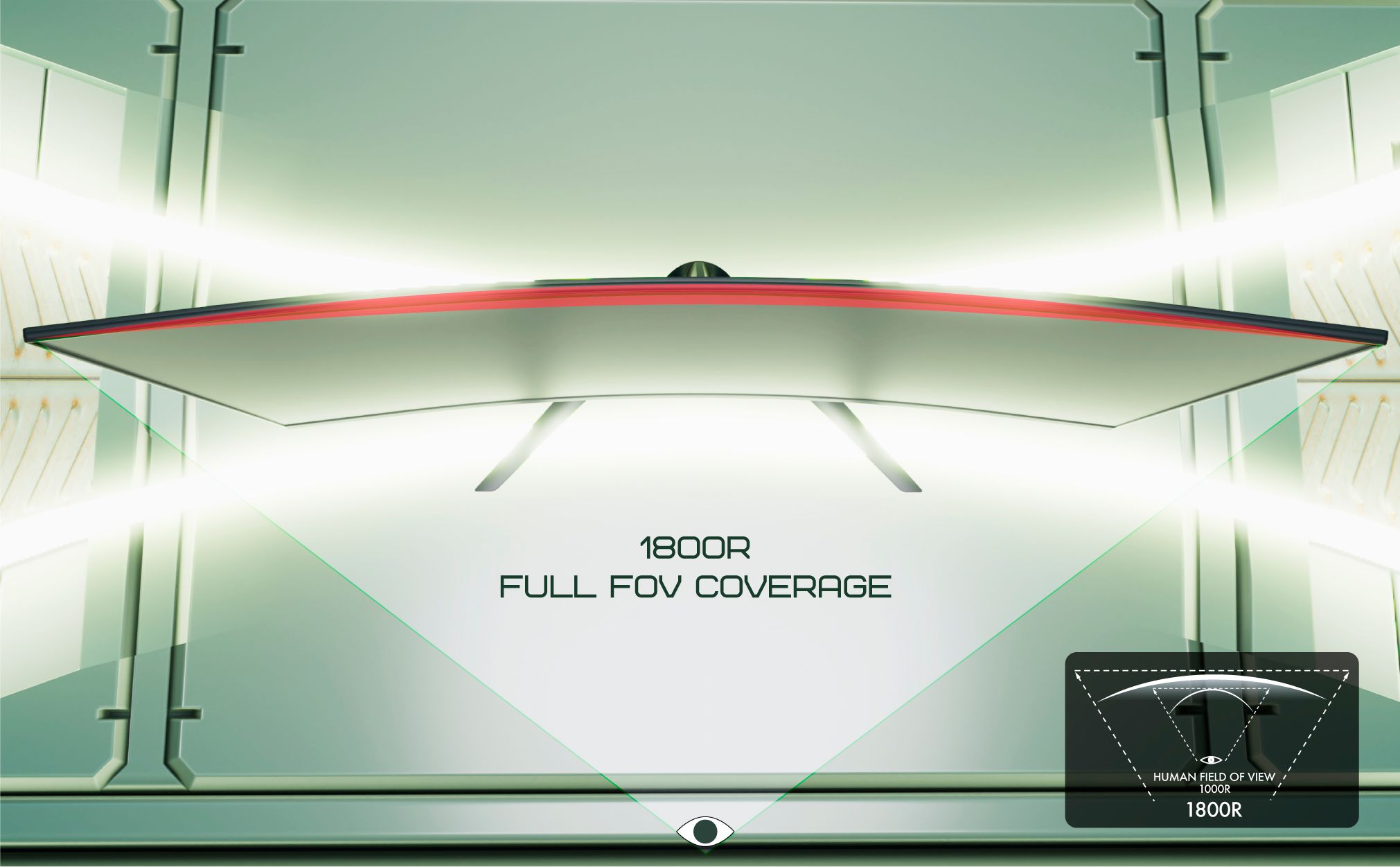 The 1800R monitor curvature envelops you for full immersion. 